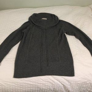 LOFT Drawstring Cowl Neck Waffle Knit Sweater